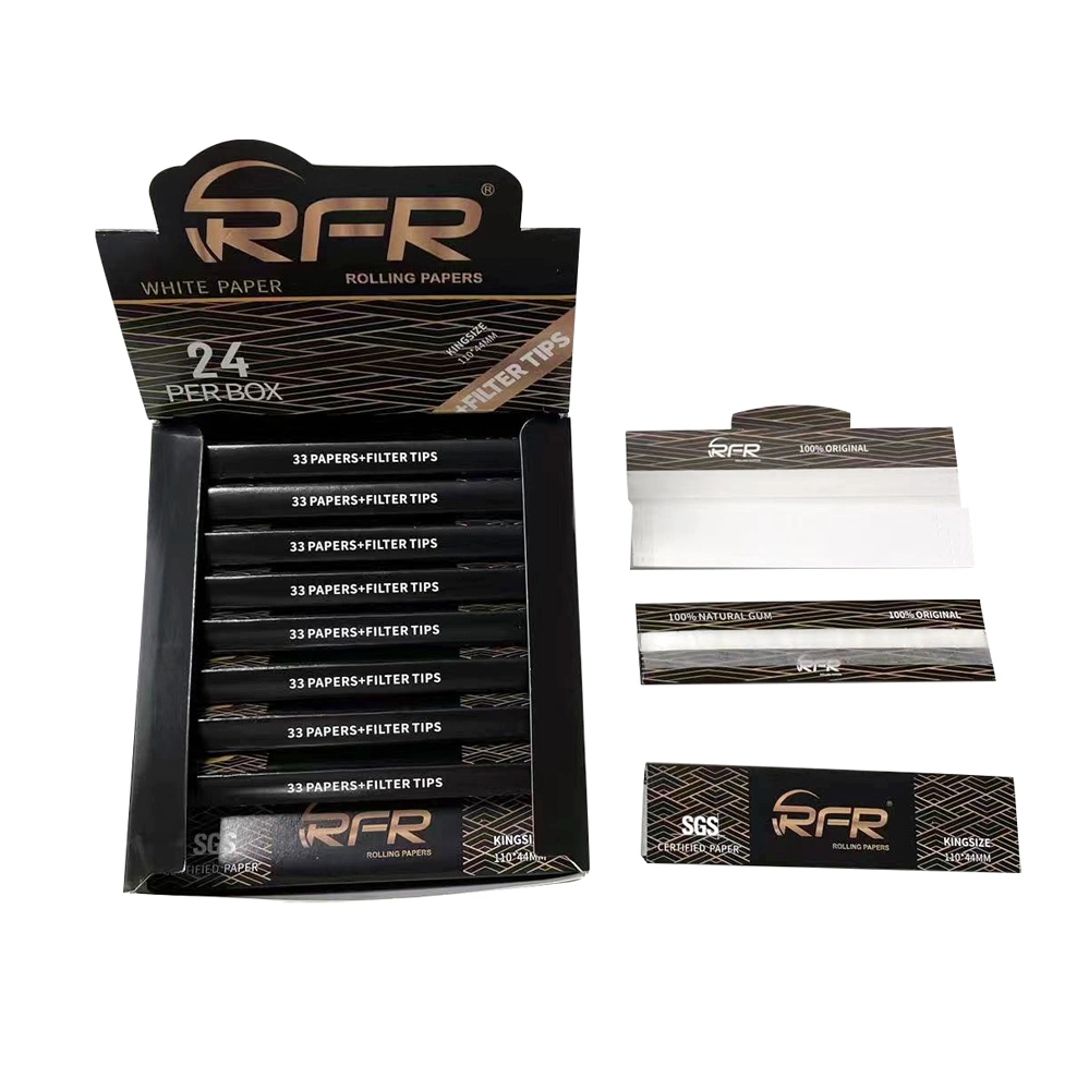 Rfr King Size Slim Custom Brown and White Rolling Paper with Tips