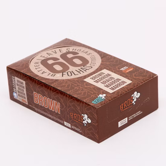 Bros 66 Leaves Premium Unbleached Brown Natural 50 Heftchen 1 1/4 78*44 mm Zigarettenpapier